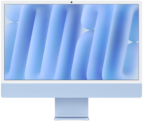 iMac, front view, blue color