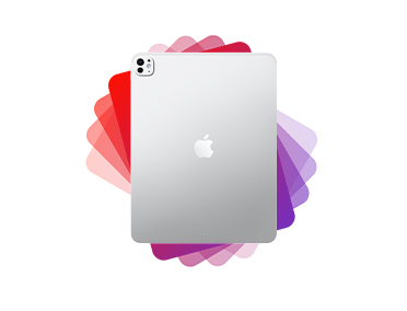 iPad, back view, silver color, Apple logo centered, dual camera system in the top left corner
